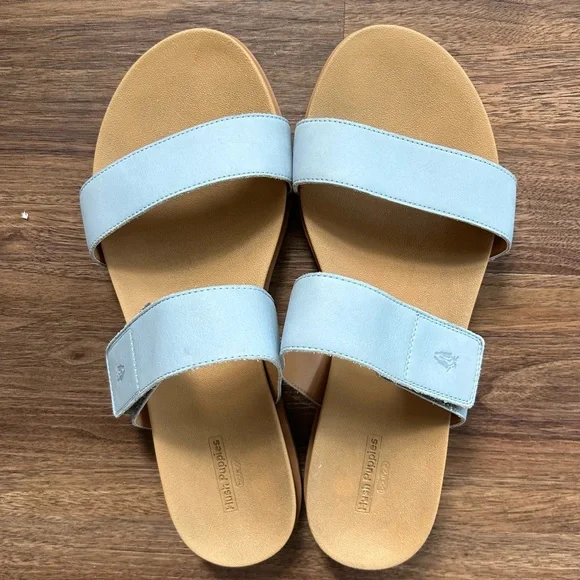 HUSH PUPPIES Powder Blue Adjustable Strap Comfort Sandals Coastal | Size 11 Wide - Picture 2 of 11